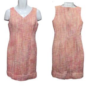 Talbots Tweed Dress Women's 10 Pink Sleeveless Career Professional Sheath